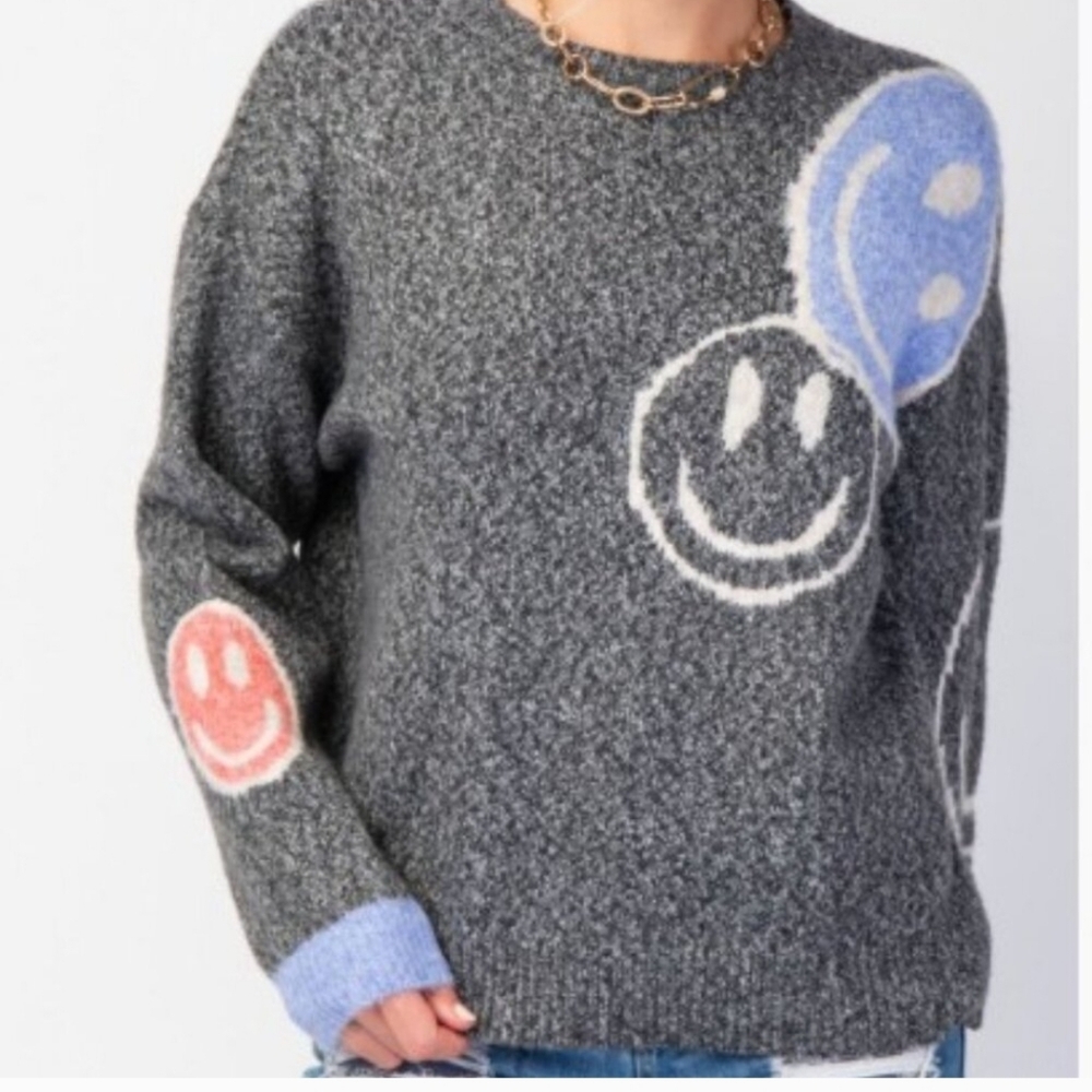 Easel Smiley Face Sweater Nwot - image 2
